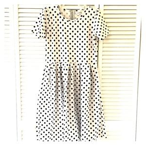 Lularoe Amelia Black & White Polka Dots Large